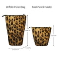 thumbnail image 2 of Lsque Golden Leopard Glitter Pattern Telescopic Pencil Bag Pen Holder Stationery Case, Stand-up Retractable Transformer Bag Organizer, 2 of 6