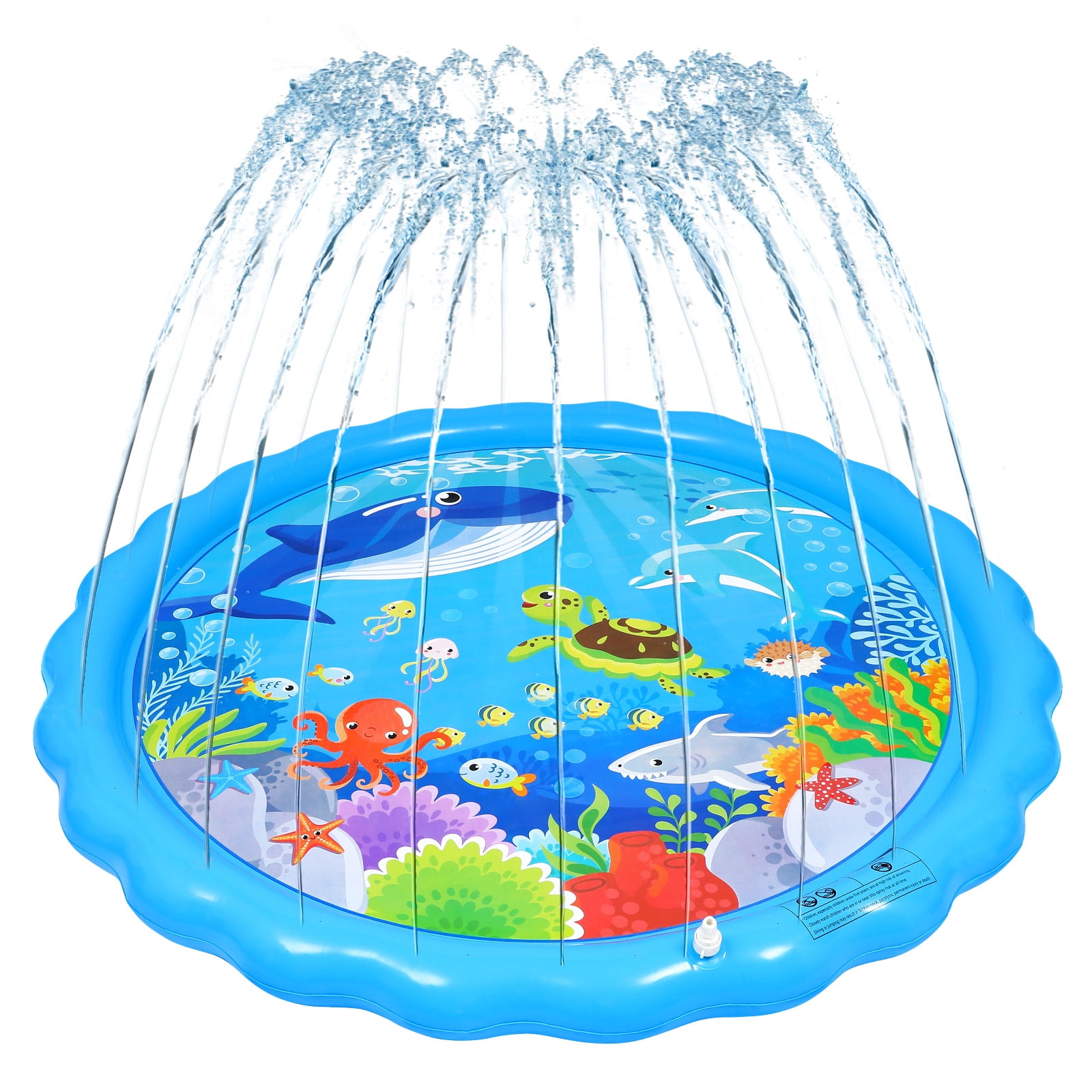 TOYANDONA Splash Play Mat 170cm Diameter Inflatable Splash Pad Cartoon Sea Animal Printed