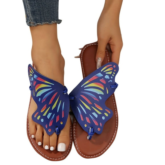 Fankiway Women'S Butterflies Design Slide Sandals Casual Clip toe Flat Summer Shoes Lightweight Beach Shoes Womens Slippers Clearance Womens Summer Slides