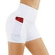 thumbnail image 1 of Yoga Shorts Gym Tights For Women Side Pockets With Phone Pocket High Waist Yoga Gym Fitness White（S）, 1 of 5