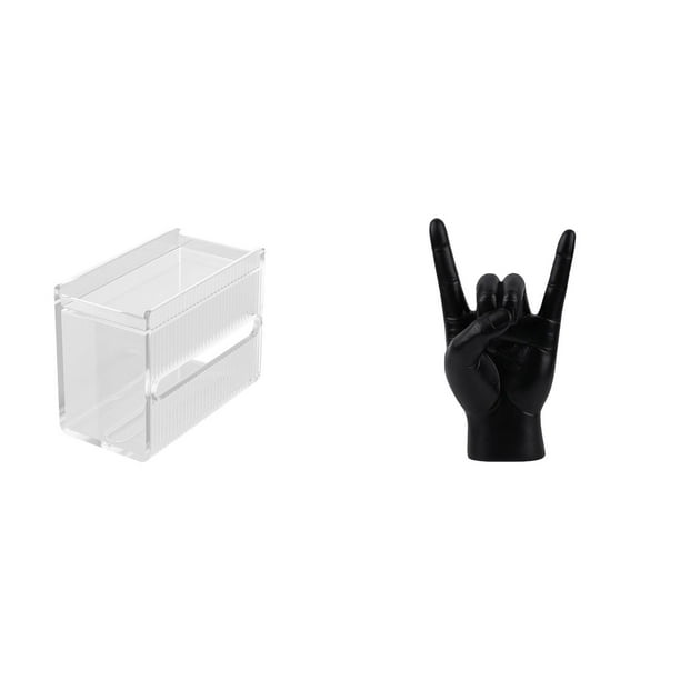 caso de tejido,Caja de almacenamiento de papel higiénico para montaje en pared,Soporte de pared acrílico para papel higiénico y toallas,Estatua del gesto de la roca,Figuras de estatuas de
