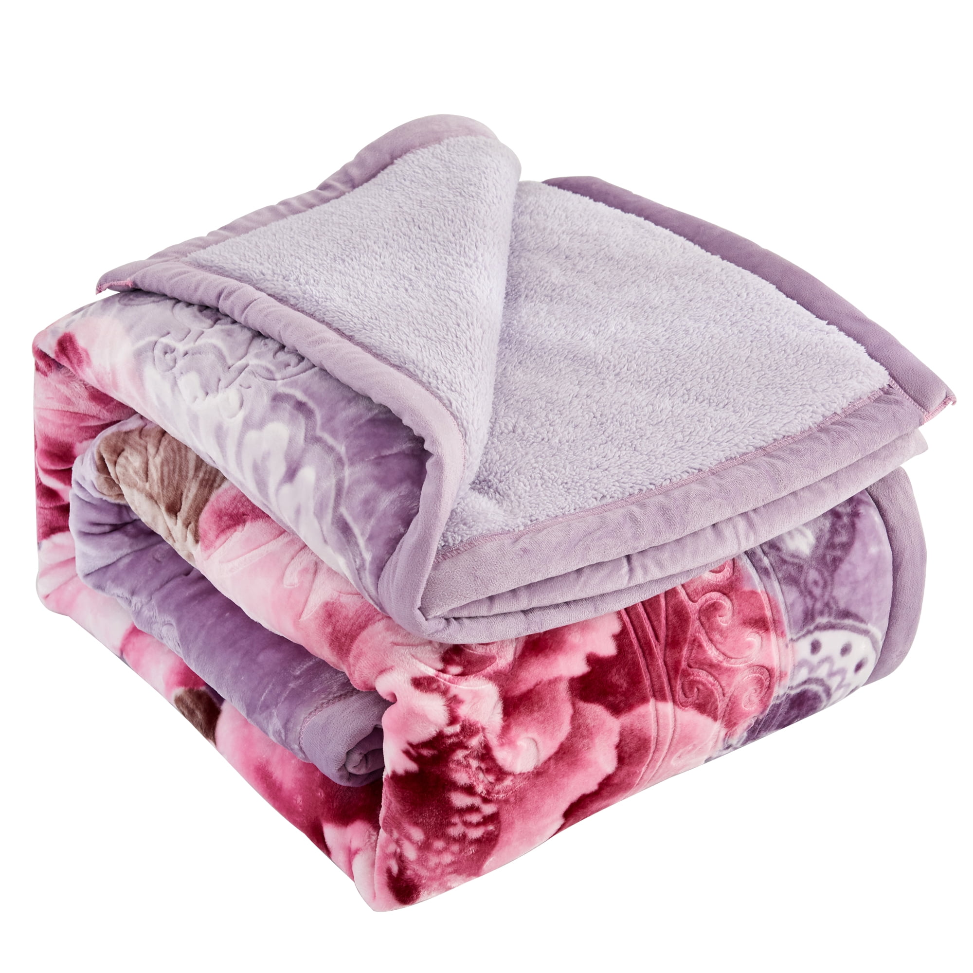 NC King Sherpa Fleece Bed Blanket,Embossed Winter Borrego Blanket,3-Piece 79"x91",7.5LB