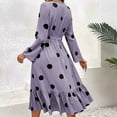 thumbnail image 4 of Cmfcve Women's Party Dress Polka Dot Print Long Sleeve Dance Holiday Dresses Round Neck Tie Front Ruffled Cocktail Evening Dress, 4 of 4