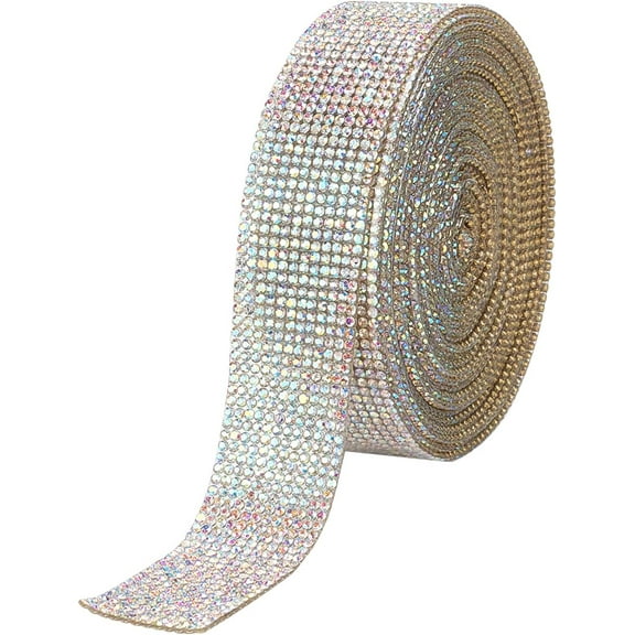 1roll 4 Yards Roll Hotfix Rhinestone Sheet Bling Rhinestone Mesh Net Banding Bridal Beaded Applique with 2 mm Rhinestones for Trimming Cloth Bags Shoes Phone Decoration AB