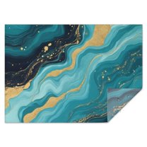 Blue and Gold Marble Sparkle Waves Pattern Rectangle Tablecloth 60"x84",Waterproof Polyester Rectangle Table Cloth, Wipeable Spillproof Polyester Tablecloth for Dining, Camping, Indoor and Outdoor