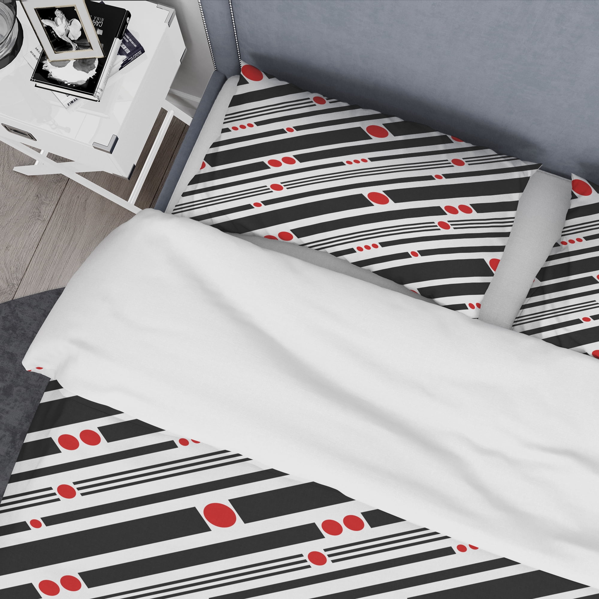 Designart 'Retro Geometrical Abstract Minimal Pattern XII' Mid-Century Modern Duvet Cover Set