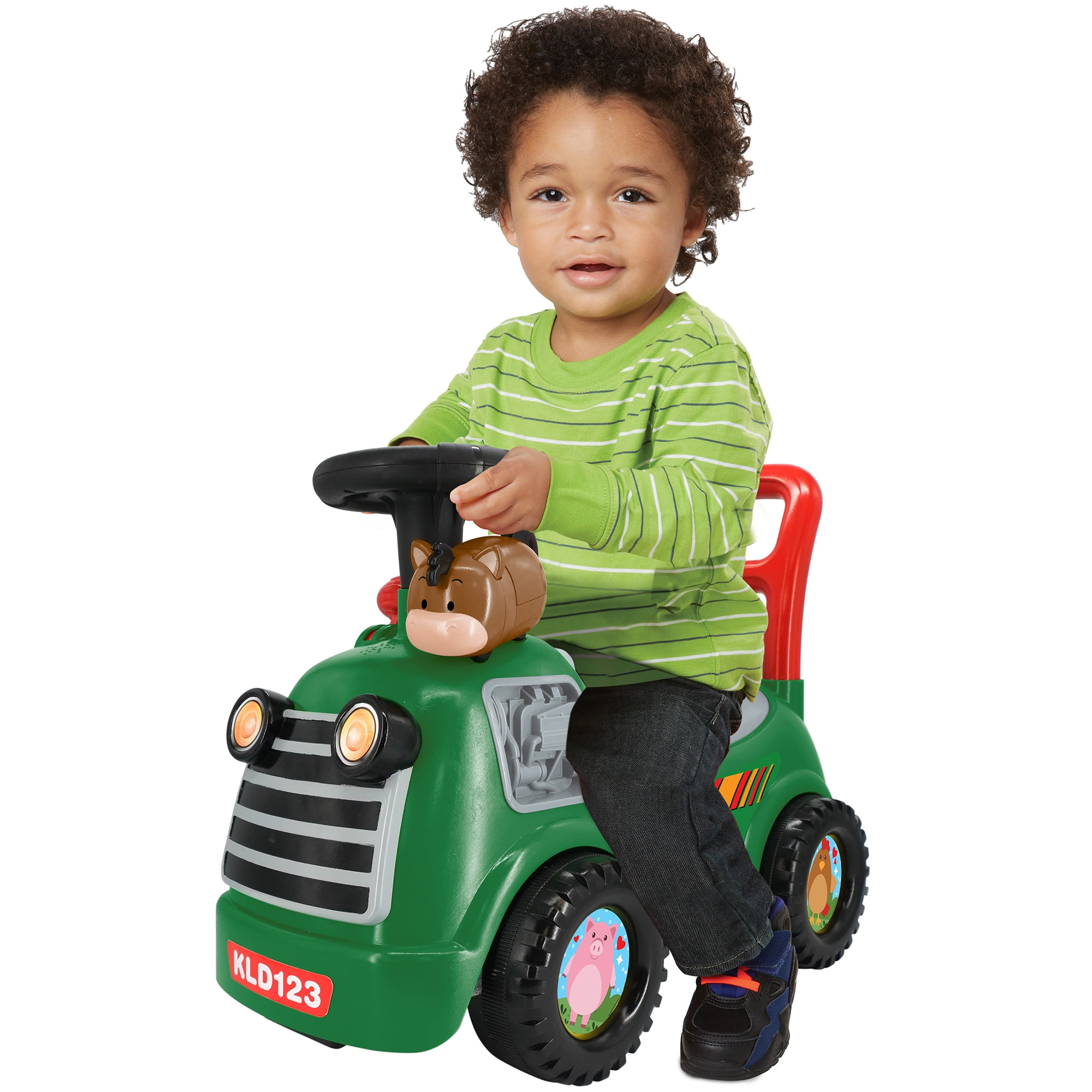 Kiddieland: My First Ride-On - Farm Tracker - Lights & Sounds Foot-To-Floor Vehicle, Toy Zoom Horse, Storage Seat, Push-Pull Handle, Toddlers 12-36mo
