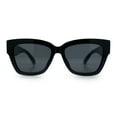 thumbnail image 4 of Womens Classic Understated Thick Horn Rim Designer Fashion Sunglasses All Black, 4 of 6