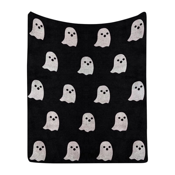 Ghost Print Plush Blanket 27x40inch, Soft Warm Fleece Throw for Couch and Sofa Bed, Cozy Lightweight Flannel Blanket for Living Room, Halloween Home Decor Accent for Spooky Season Festival and Gift
