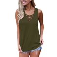 thumbnail image 1 of Camiseta sin mangas con cuello en V y tirantes cruzados para mujer MABOTO ArmyGreen S, 1 of 5