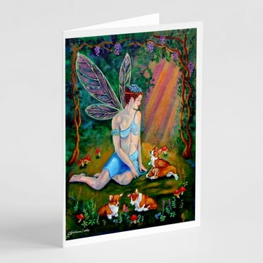 Caroline's Treasures Fairy in the Woods with Her Corgis Everyday Greeting Cards with Envelopes, 5" x 7" (8 Count)
