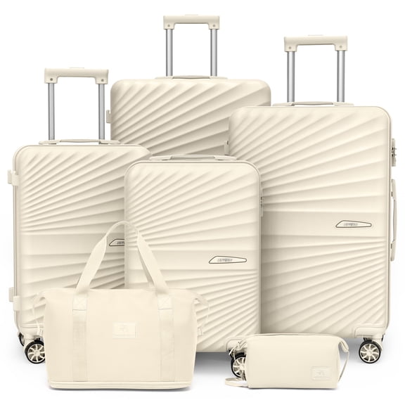 Joyway 6 Piece Hardshell Luggage Set with Spinner Wheels TSA Lock and Scratch-Resistant Finish Durable Lightweight Suitcases(Tote bags in mixed styles)