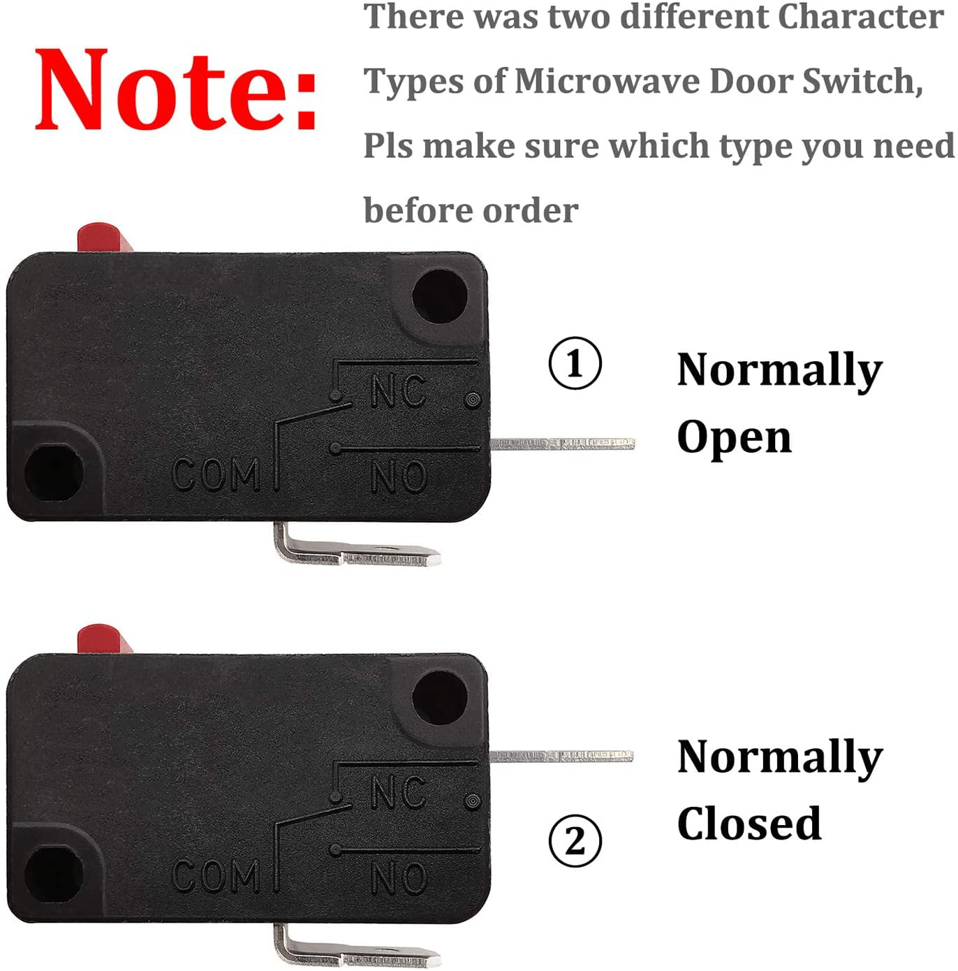 TWTADE/4Pcs Universal Microwave Oven Door Micro Switch for DR52 NC 16A 125/250V ZW7-15-R/NC Normally Close 