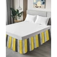 thumbnail image 4 of Coastal Style Bed Skirt Queen Size 18" Drop Vintage Gray Yellow Stripes Wood Texture Ruffled Wrap Around Bed Skirts Adjustable Elastic Bedskirt Dust Ruffle for Queen Size Bed, 4 of 7