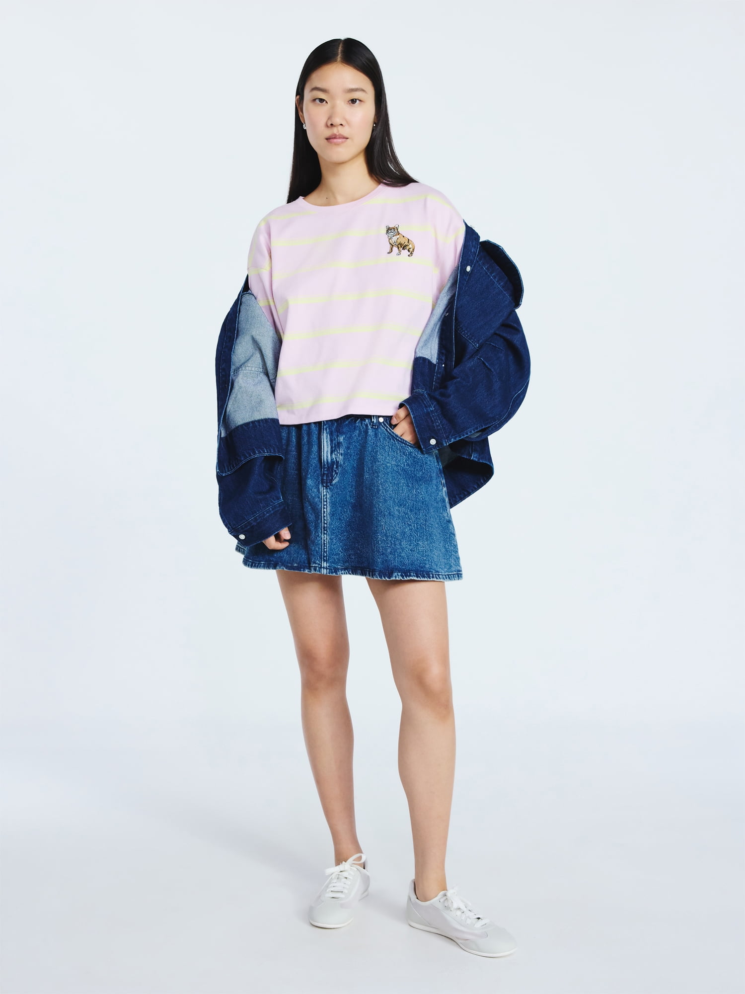 Scoop Women’s and Women's Plus Cotton Cropped Tee with Short Sleeves, Sizes XS-4X