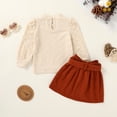 thumbnail image 3 of Happy Town Toddler Girl Fall Winter Clothes Ruffle Top Plaid Mini Skirt Set Outfits, 3 of 8