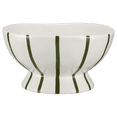 thumbnail image 1 of Bouclair Bol Décoratif en Céramique Blanc et Vert à Rayures, 1 of 2