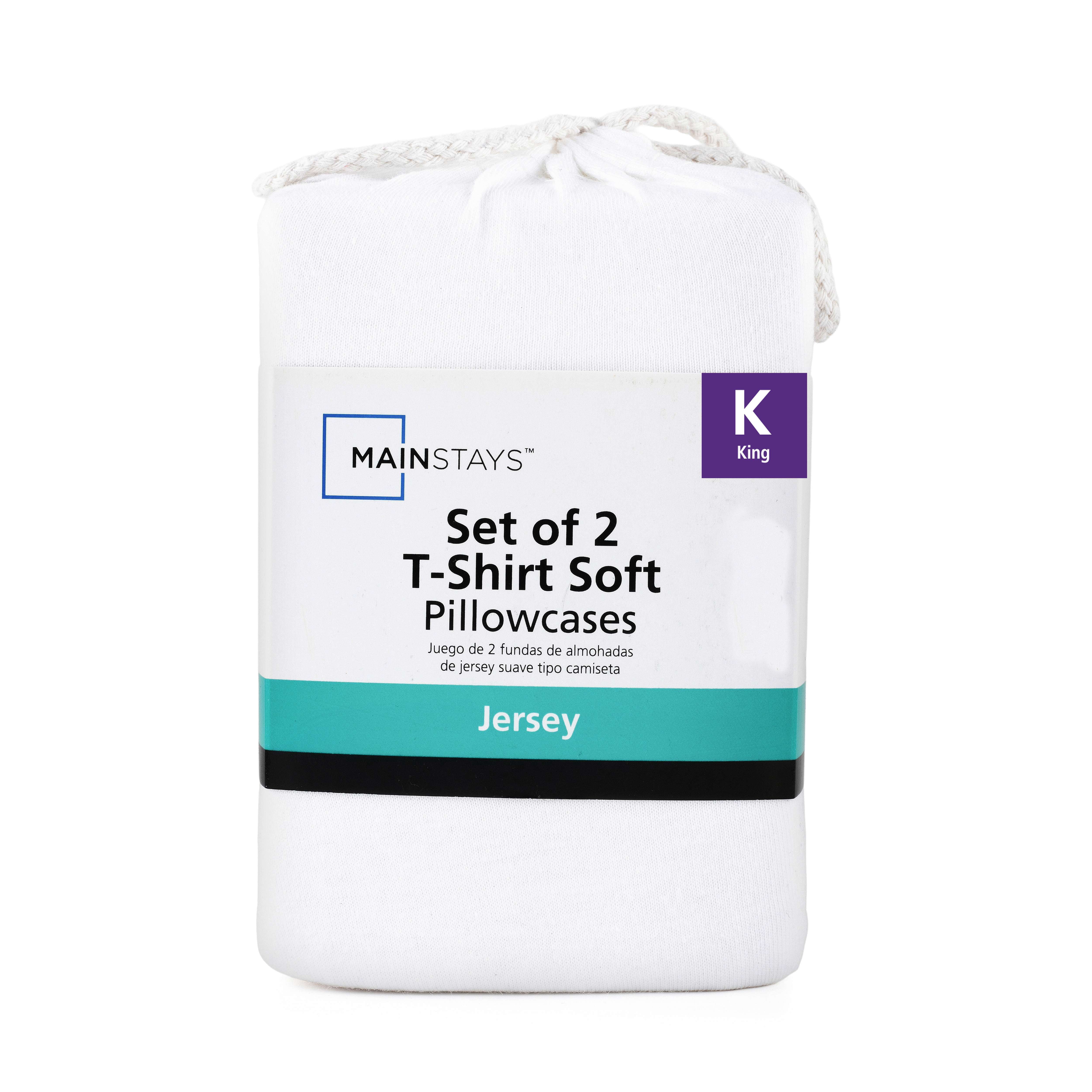 Mainstays Extra Soft Jersey Pillowcase Set, King, Arctic White, 2 Pieces