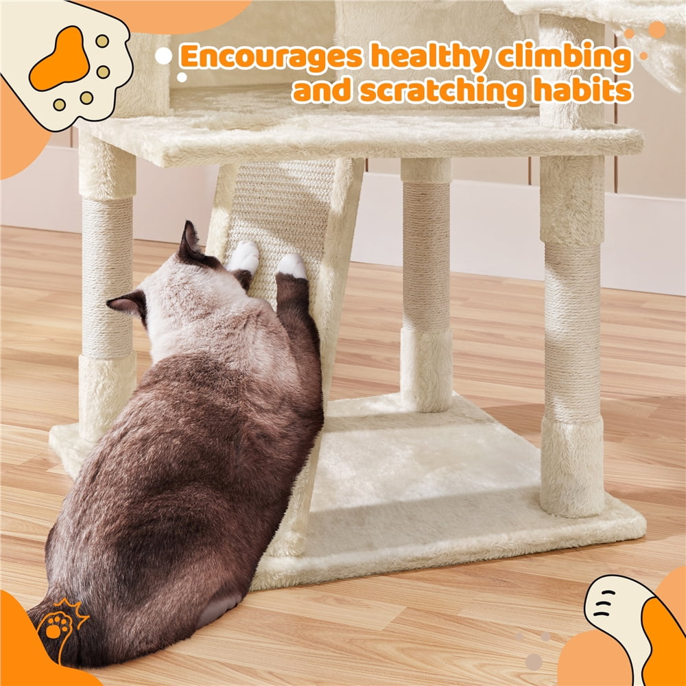 Yaheetech 76.5-inch Cat Tree Cat Tower with Condos, Beige
