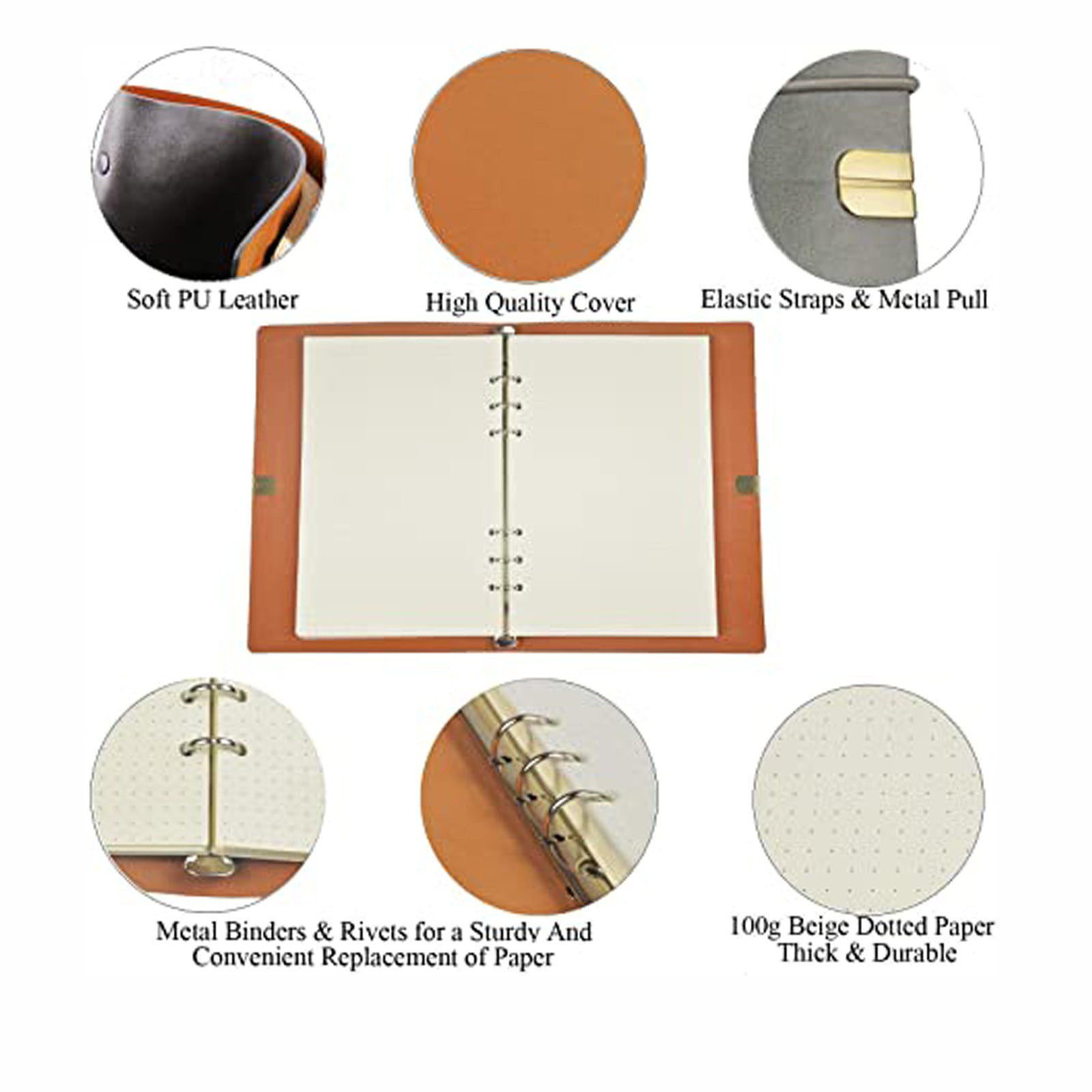A5 Leather Binder Notebook Diary Notebook Diary Replaceable Paper