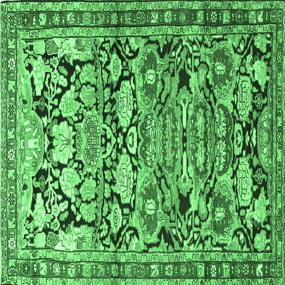Ahgly Company Indoor Square Persian Emerald Green Traditional Area Rugs, 3' Square