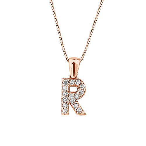 14K Rose Gold Letter R Diamond Initial 