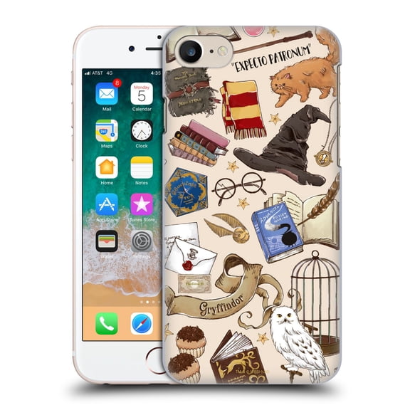 Head Case Designs Officially Licensed Harry Potter Deathly Hallows XXXVII Hogwarts Pattern Hard Back Case Compatible with Apple iPhone 7 / 8 / SE 2020 & 2022