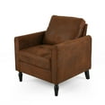 thumbnail image 6 of JERFIT Modern Brown Microfiber Accent Club Chair for Small Space, Plush Comfort Upholstered Armchair with Piped Edges and Tapered Legs, 6 of 9