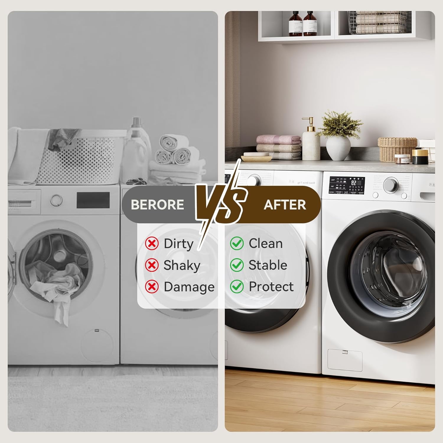 Washer Dryer Countertop, laundry topper with Edge and Non-Slip Pad for Washer Dryer Laundry Hamper Counter Storage Organization 54"x27.5" ，Grey