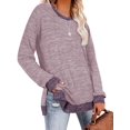 thumbnail image 2 of Womens Casual Long Sleeve Round T Shirts Blouses Sweatshirt Crewneck Pullovers Color Block Long Sleeve Side Split Tunic Tops, 2 of 3