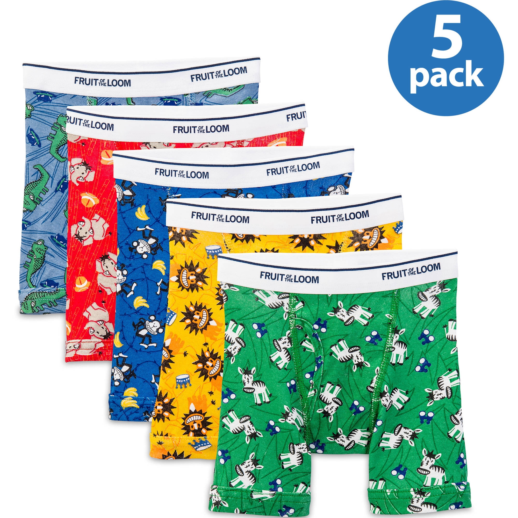 Fruit of the Loom 5Pack Boys Assorted ComfortSoft Boxer Briefs Underwear