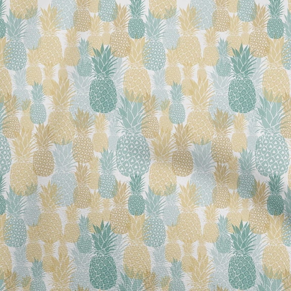 oneOone Polyester Spandex Pale Yellow Fabric Pineapple Craft Projects Decor Fabric Printed By The Yard 56 Inch Wide