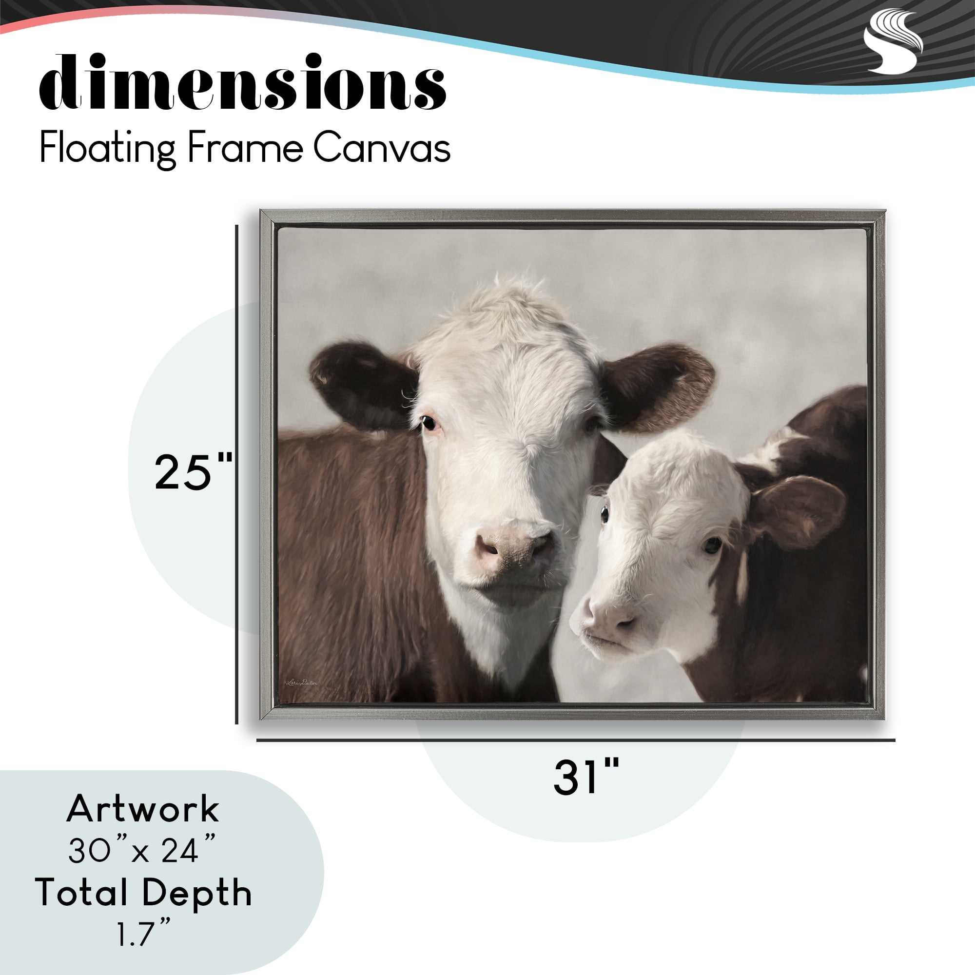 Stupell Industries Mommy & Me Cows Gray Framed Floater Canvas Wall Art, design by Lori Deiter