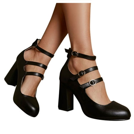 

Cathalem Buckle Boots Mary Casual Shoes Shoes Retro Women s For Women Shoes women s Womens Wide Width Boots for Support Black 7