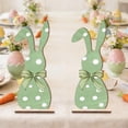thumbnail image 4 of CuiLiyq 2 Pcs Easter Bunny Table Decorations, Wooden Rabbit Spring Tiered Tray Decorations, Farmhouse Rustic Table Centerpiece for Easter Home Spring Party Tabletop Decor (Green), 4 of 6