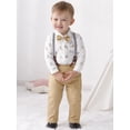 thumbnail image 4 of Baby Boy Clothes Suit 0-18M 4pcs Formal Suspender Pants Romper Shirt Dress Bowtie Clothes Infant Set, 4 of 13