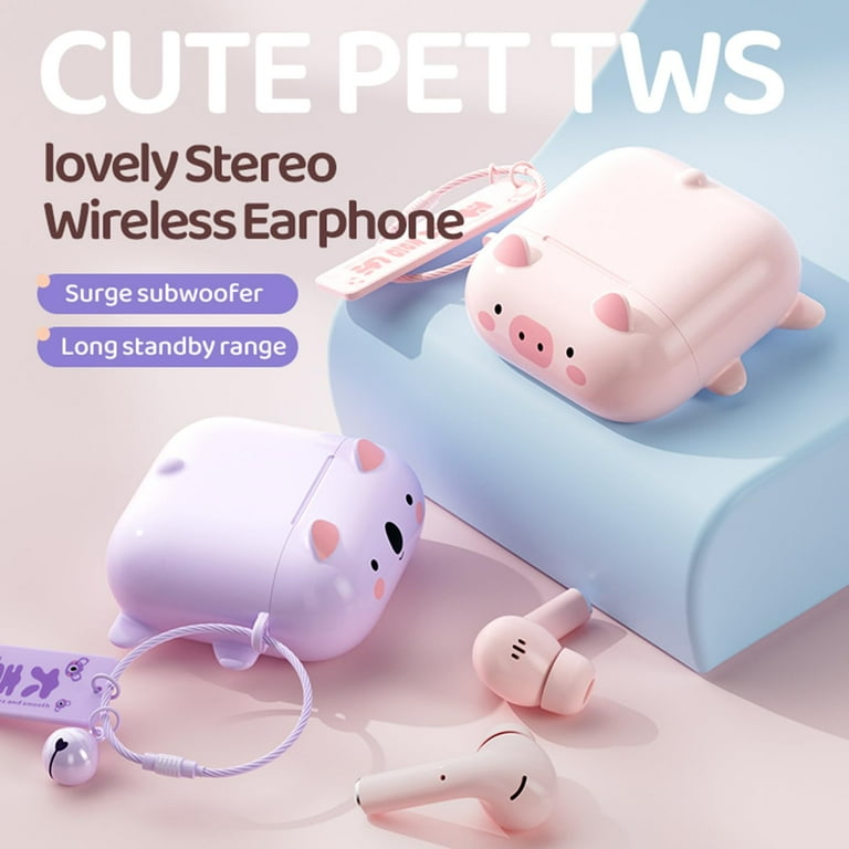 True Wireless Cute Earbuds Bluetooth Kawaii Headphones for Girls Small Mini Tiny Ear Buds for Kids Noise Cancelling Earbuds TWS Earphones Kids Wireless Earbuds for iPhone Android Walmart