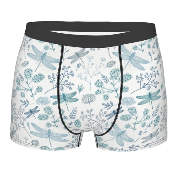 Rateoe Dragonfly Mens Boxer Briefs Poly Spandex Performance Boxer Briefs Underwear Hem Boxer Briefs - XX-Large