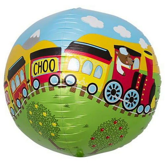 LOONBALLOON Planes-trains-automobiles Ballons, 17″ SPHERE - CHOO CHOO TRAIN