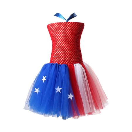 

Toddlers Girls Baby 4th Of July Independent Day Sundress Historical Party Tulle Mesh Dress Princess Outfits Child Sundress Streetwear Kids Dailywear Outwear
