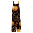 thumbnail image 4 of WTOBBY Women's Cotton Jumpsuit with Sleeveless Cut and Halloween Printed Pattern, Casual Relaxed Fit for Summer Comfort and Easy Movement,Yellow2XL, 4 of 5