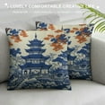 thumbnail image 3 of Fenyluxe Blue Willow Chinoiserie Porcelain Inspiration Throw Pillow Cover,Modern Lumbar Cushion Case Decorative Pillows for Couch Living Ro White 20x20in, 3 of 5