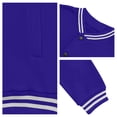 thumbnail image 4 of TOMVIGX Mens Fleece Varsity Jacket Button Down College Style Sports Jacket Warm Polar Fleece Windbreaker Retro Striped Stand Collar Baseball Coat Casual Letterman Bomber Outerwear Royal Blue M, 4 of 4