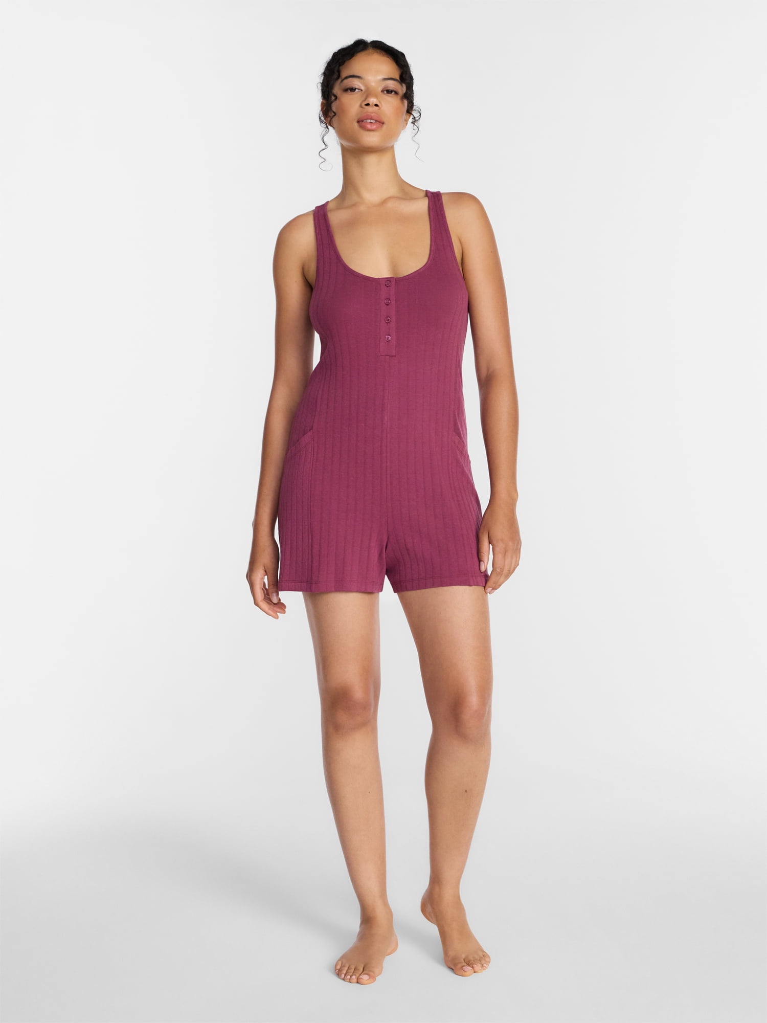 Joyspun Women's Pointelle Sleepwear Romper, Sizes XS-3X