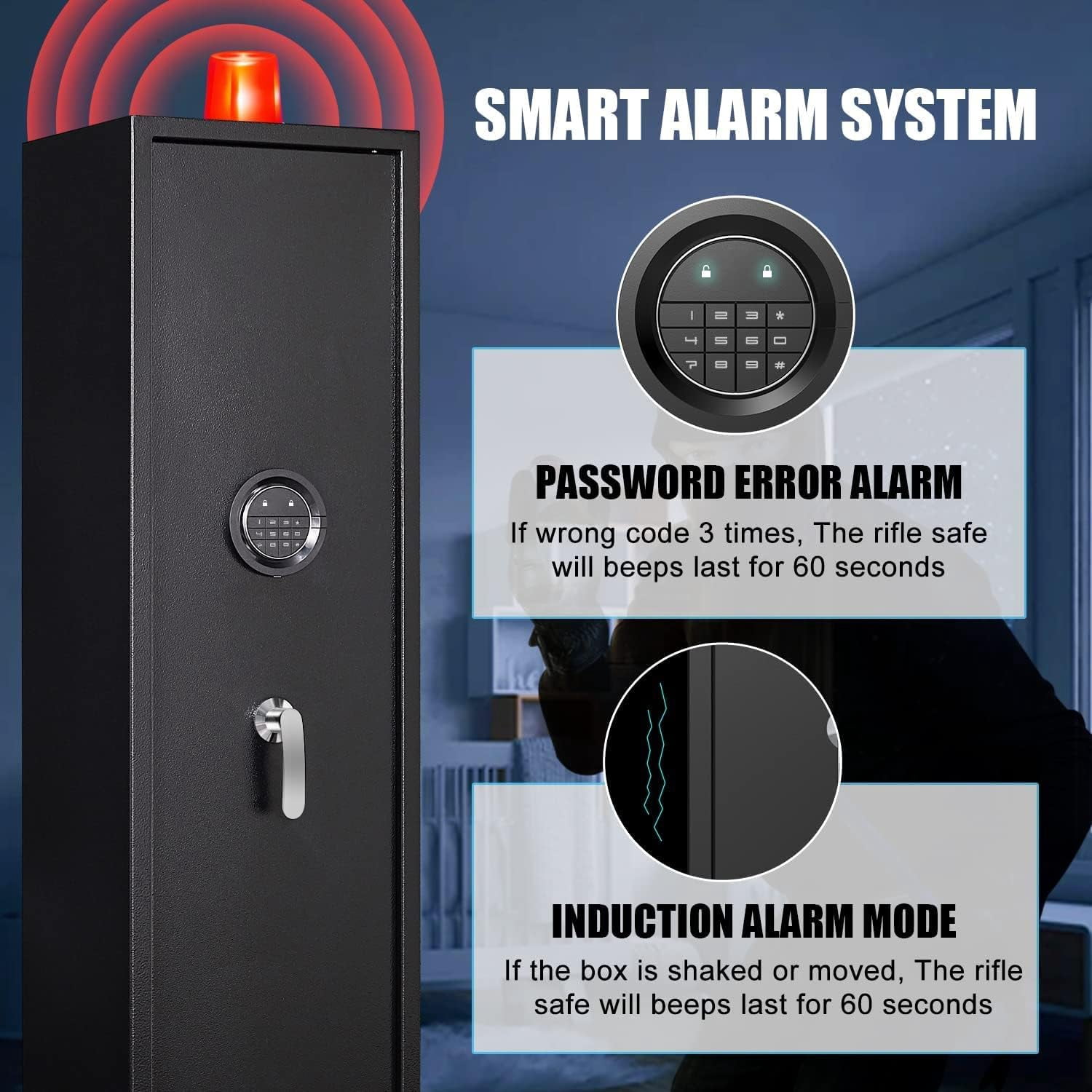 Digital Password Long Gun Safes,Rifle Gun Safe Quick Access 5 Gun Storage Cabinet for Home Rifles Shotguns