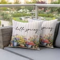 thumbnail image 5 of Pack of 2 Outdoor Pillow Covers 16x16 Inch Waterproof Hello Spring Throw Pillow Covers,Decorative Couch Pillow Shams Protectors Elagant Summer Floral Botanical Wooden Patio Pillowcases Cushion Covers, 5 of 8