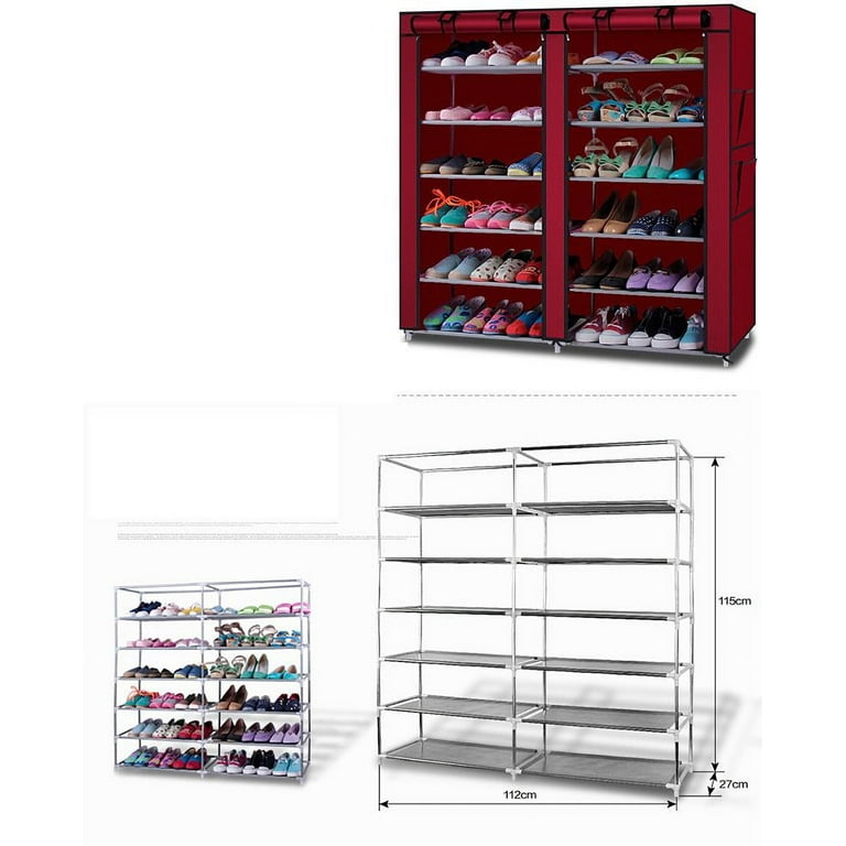 Ktaxon 2 Rows 9 Lattices Shoe Storage Cabinet 6 Tiers Shoe Rack