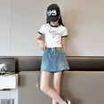 thumbnail image 6 of LYMAYTER Kids Girls Blue Denim Skort Elastic Waistband Mini Jean Skirt with Short Layer Casual Wear 5-14Y, 6 of 8