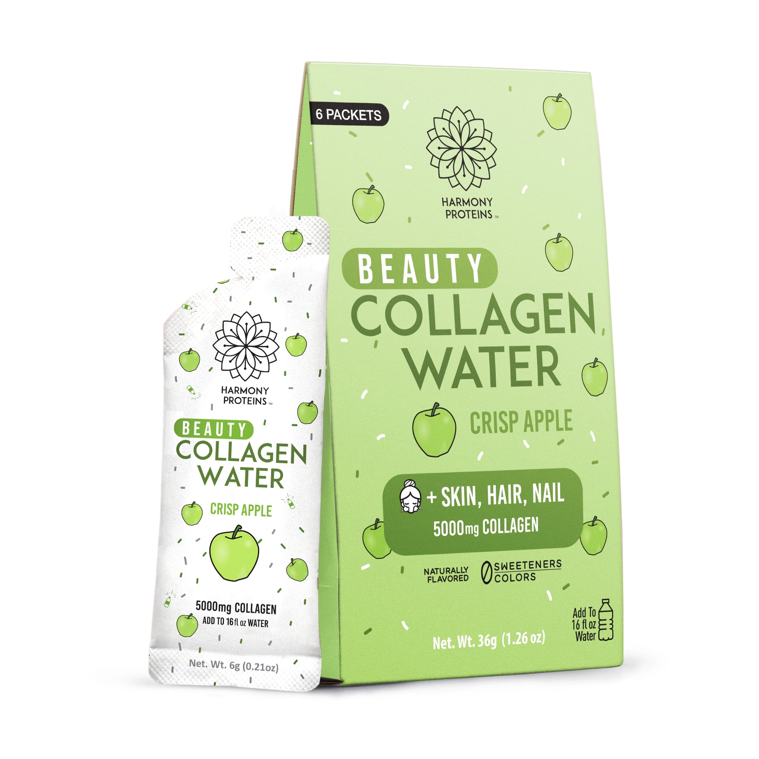 Harmony Proteins Collagen Powder Beauty Water Crisp Apple Instant Drink