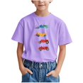 thumbnail image 2 of DAETIROS Little Boys T Shirt, Comfy Short Sleeve Casual Soft Basic Crewneck Cute Cars Boys Summer Tee Purple Size 4 T, 2 of 6